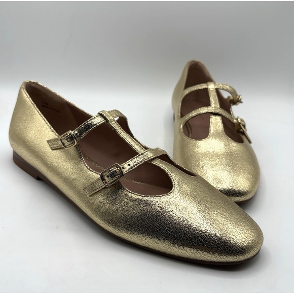 LINEA Paolo Shoes - "NEW" LINEA PAOLO Matilda Shoe Women's Size 11 Gold Leather Ballet Flats NIB